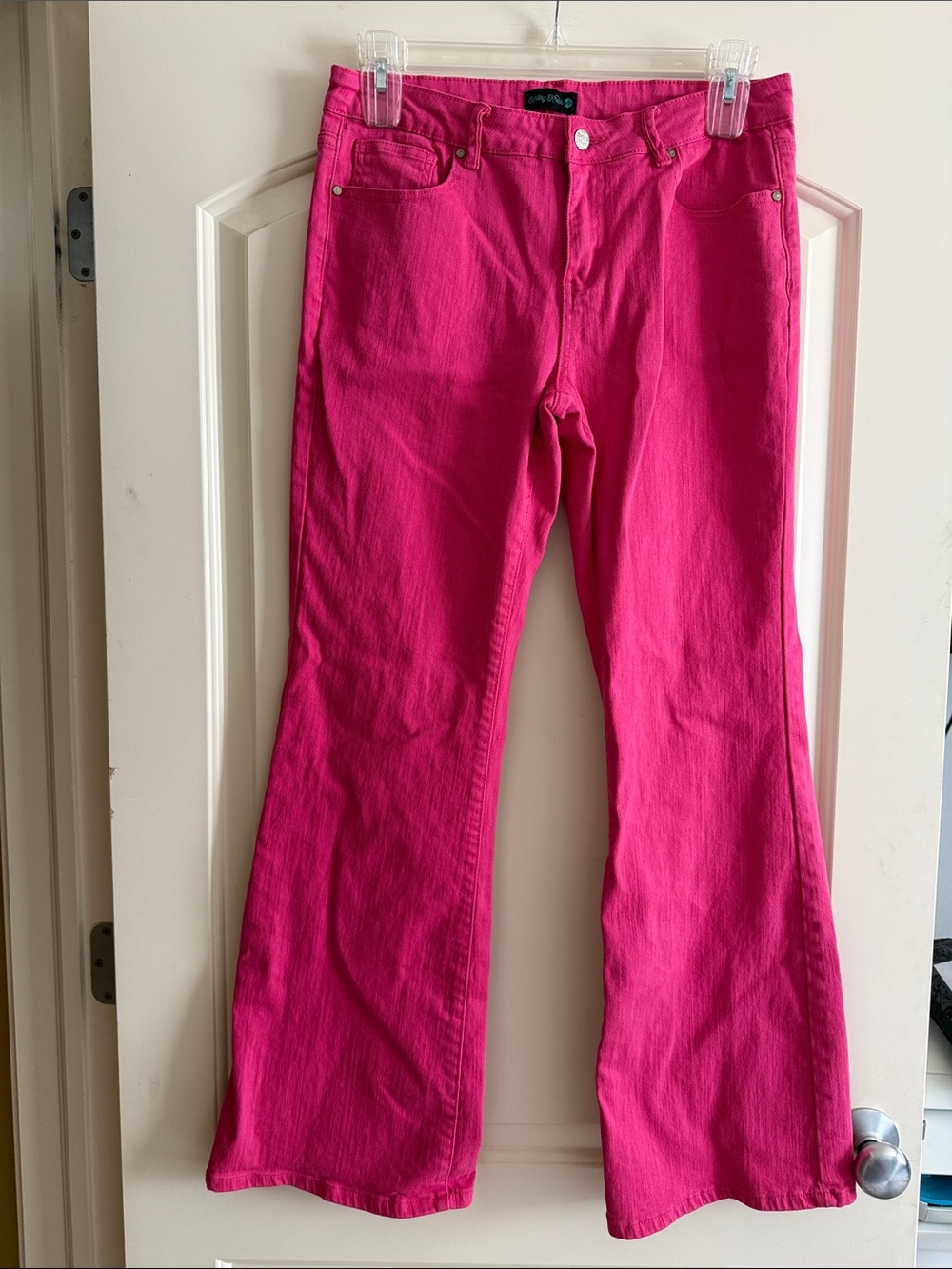Women's Bright Pink Flare Jeans - Classic Wide Leg